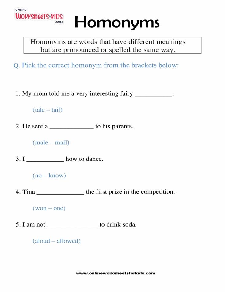Homonyms Worksheet 02